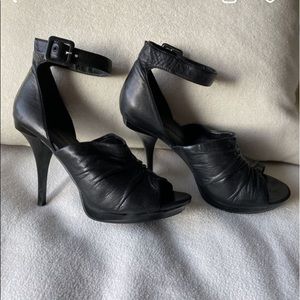 Black leather heels